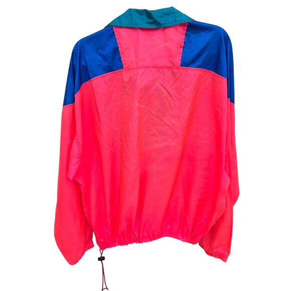 VTG 90s Columbia Men's Jacket Hot Pink Colorblock 1/4 Zip Windbreaker Pullover L - Picture 4 of 16